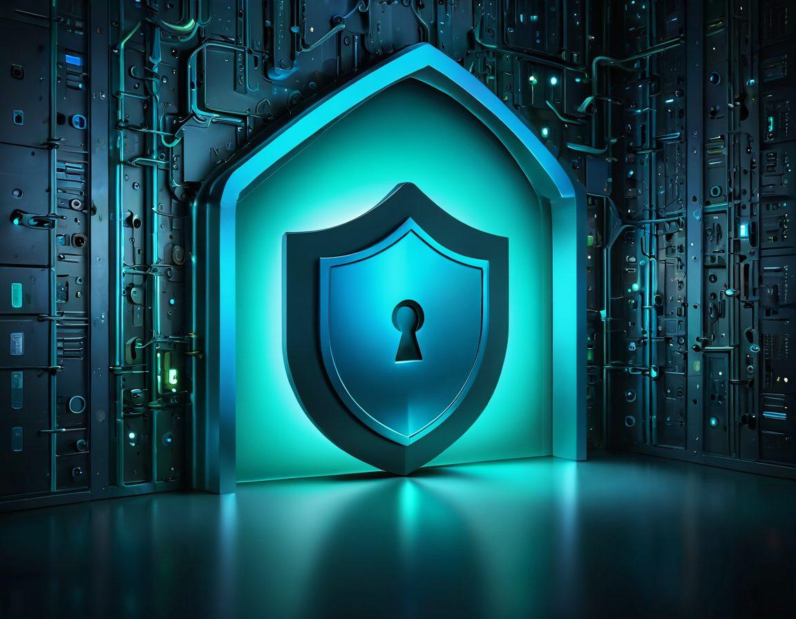 An imaginative digital vault symbolizing ultimate privacy, surrounded by glowing locks and encrypted data streams. Incorporate elements like floating folders with a shield, a serene digital landscape, and a hidden keyhole leading to a secure space. The color scheme should be a blend of blues and greens to evoke trust and security. super-realistic. vibrant colors. abstract background.